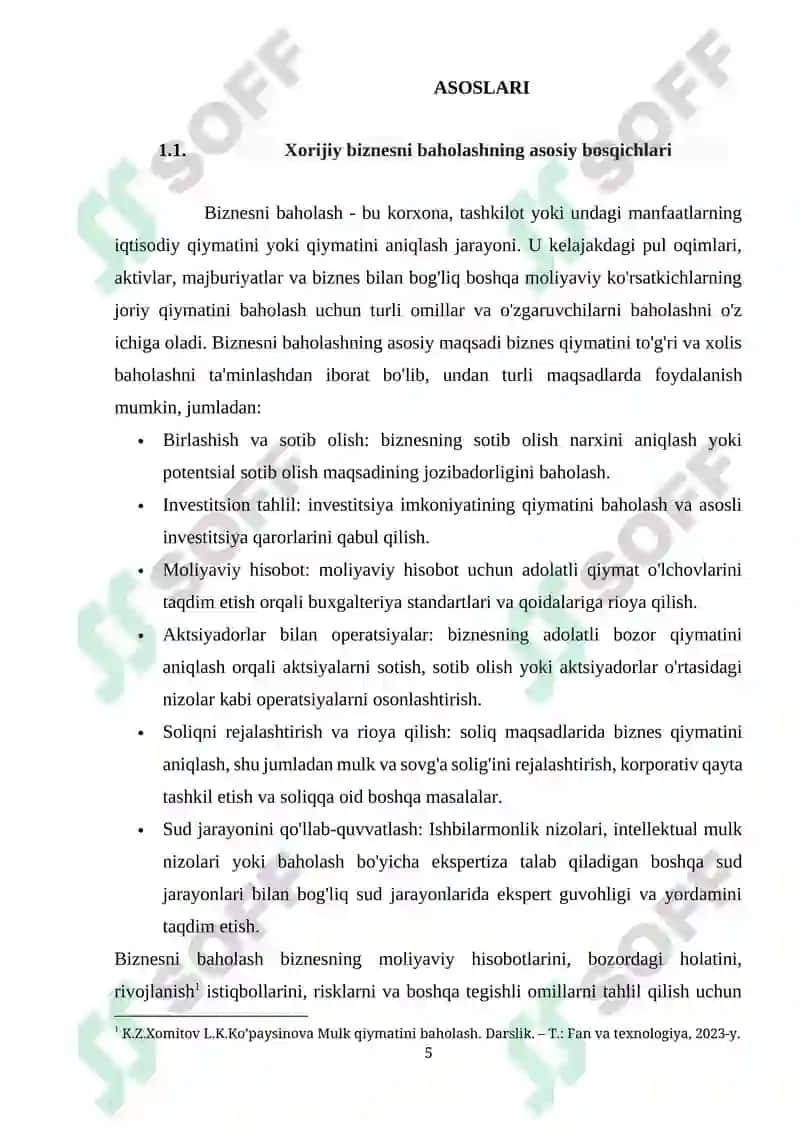 BIZNES QIYMATINI BAHOLASHNING XORIJ TAJRIBASI 5