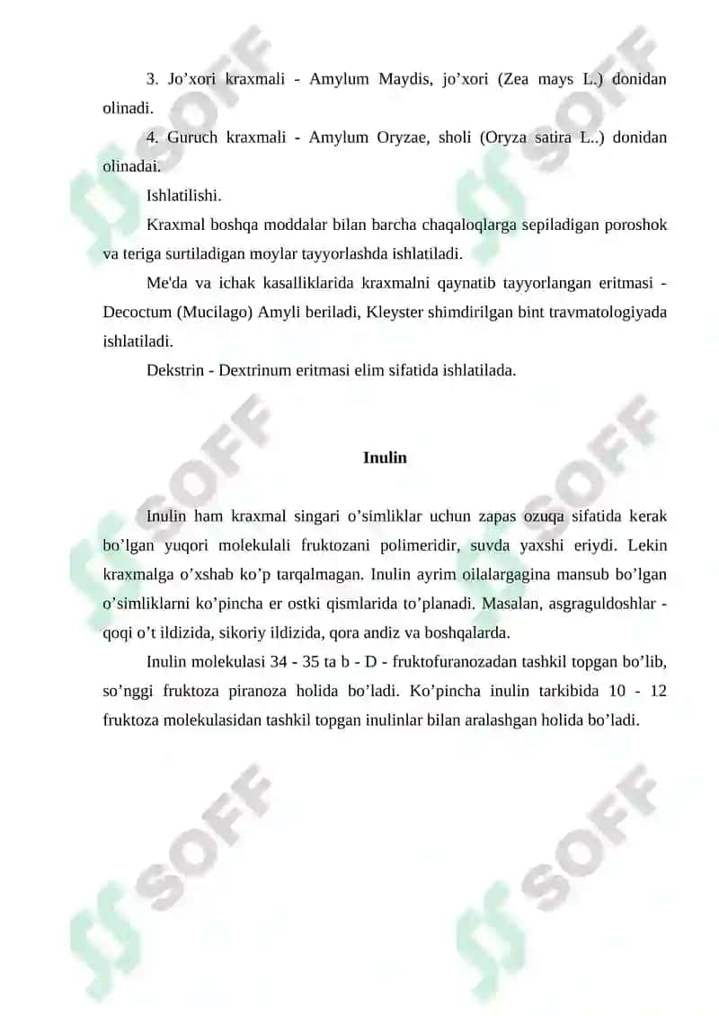 Polisaxaridlar bo’lgan dorivor o’simliklar va mahsulotlar mavzusi 5