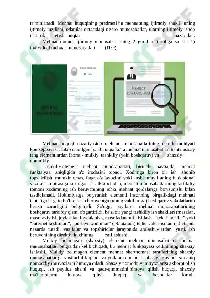 Mehnat munosabatlari va ularning o’zbekistondatartibga solinishi 5
