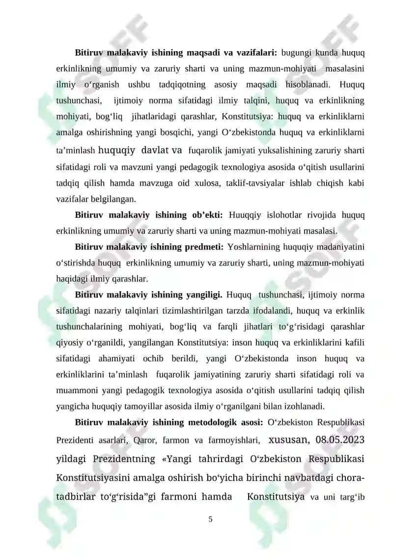 HUQUQ  ERKINLIKNING UMUMIY VA ZARURIY SHARTI VA UNING MAZMUN-MOHIYATI 5