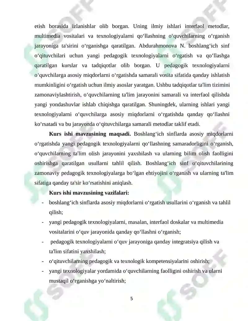 BOSHLANG'ICH SINFLARDA ASOSIY MIQDORLARNI O‘RGATISH JARAYONIDA YANGI PEDAGOGIK TEXNOLOGIYALARDAN FOYDALANISH 5