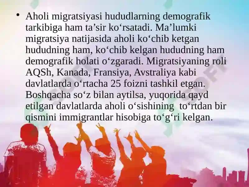 Aholining mexanik (migratsiya) harakati 5