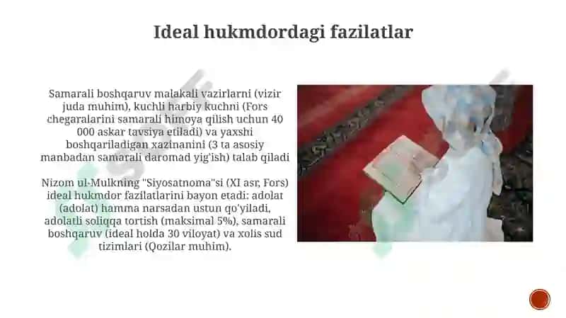 Nizomulmulkning Siyosatnoma asari mazmuni va mohiyati 5