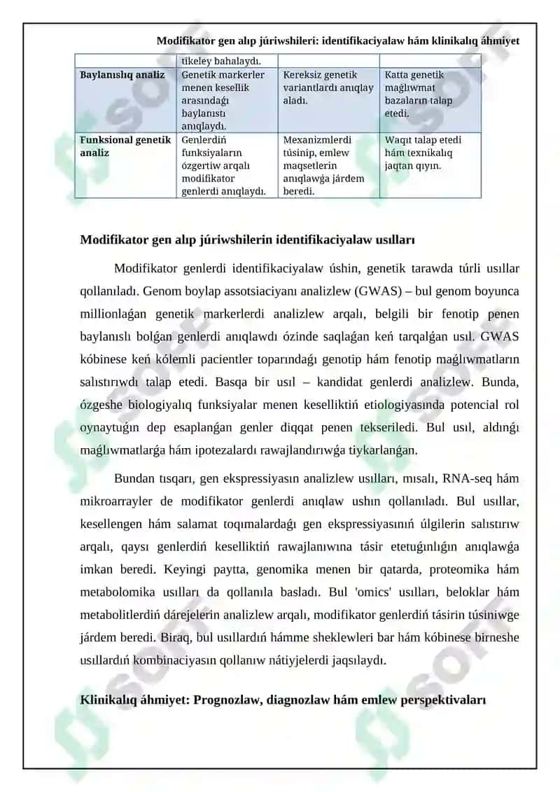 Modifikator genlerdiń roli genetikalıq keselliklerdiń fenotipik ekspressiyasındaǵı ózgerislerdi túsinikte úlken áhmiyetke iye 5