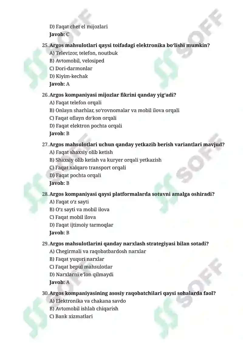 Argos 2025-yilgi  (Zamonaviy Texnologiya) 500 test javoblari bn 5
