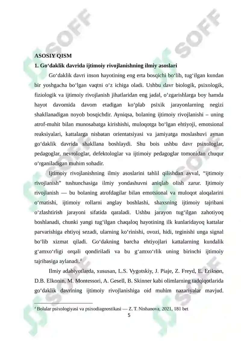 GO‘DAKLIK, ILK, MAKTABGACHA DAVRDA BOLAGA XOS IJTIMOIY HOLATLARNI O'RGANISH YO‘LLARI 5