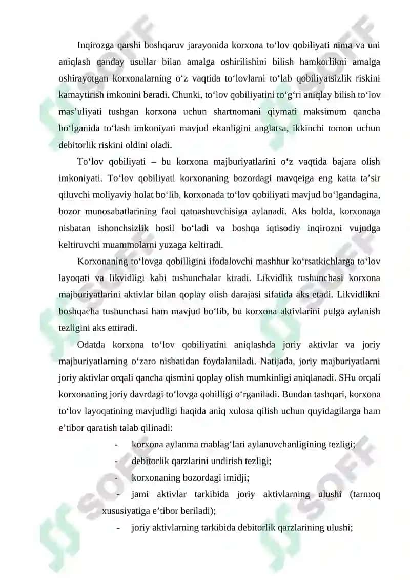 Buxgalteriya balansi moddalarining likvidlilik bo‘yicha turkumlanishi 5