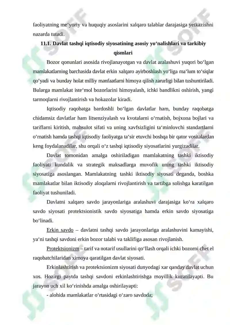 Davlatning tashqi iqtisodiy faoliyatni tartibga solish siyosati 5