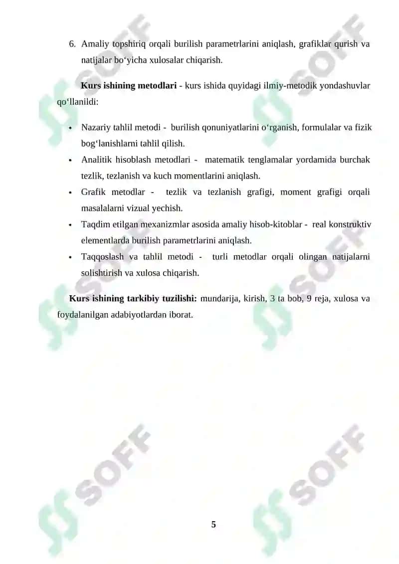 BURILISHGA DOIR MASALALAR kurs ishi 5