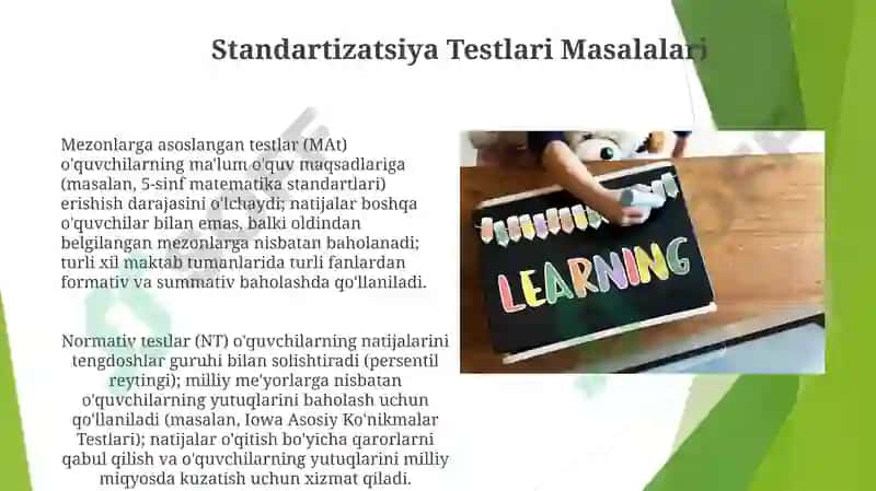 Talabalar bilimini o'zlashtirish sifatini baholashning asosiy mezonlari va turlari 5