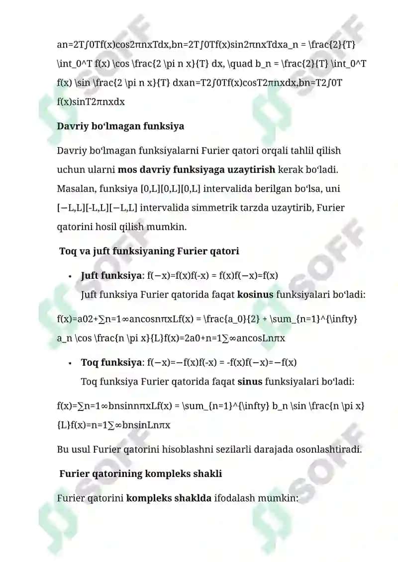 Furier Qatori va uning Tadbiqlari 5
