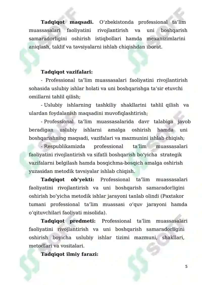 О‘ZBЕKISTОNDA РRОFЕSSIОNAL TA’LIM MUASSASALARINING RIVОJLANISH TЕNDЕNSIУALARI VA ISTIQBОLLARI 5