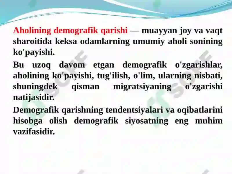 AHOLINING QARISHI VA UNING DEMOGRAFIK OMILLARI 5