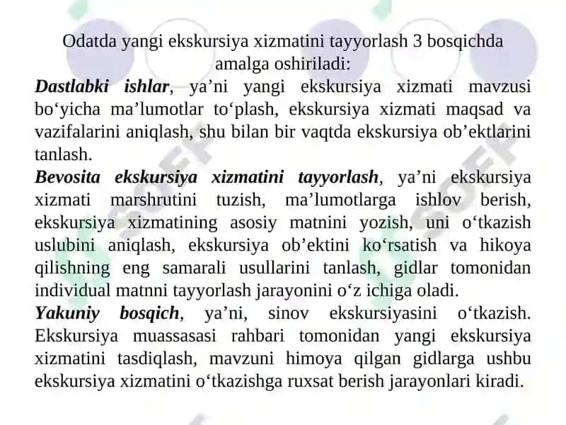 Ekskursiya Xizmatini Tayyorlash Texnologiyasi 5