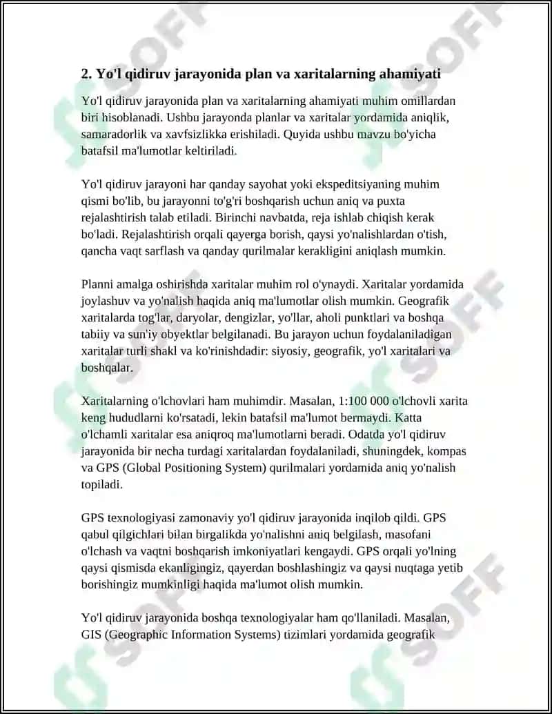AVTOMOBIL YOʻLLARINI QIDIRUVDA PLAN VA XARITA HAQIDA UMUMIY TUSHUNCHA 5
