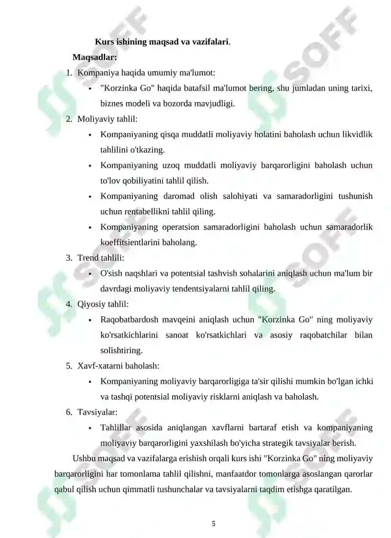 "Korzinka Go" Internet Do'konining Moliyaviy Barqarorlik Tahlili 5