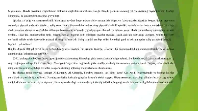Temuriylar davriga oid iqtisodiy g'oyalar 5