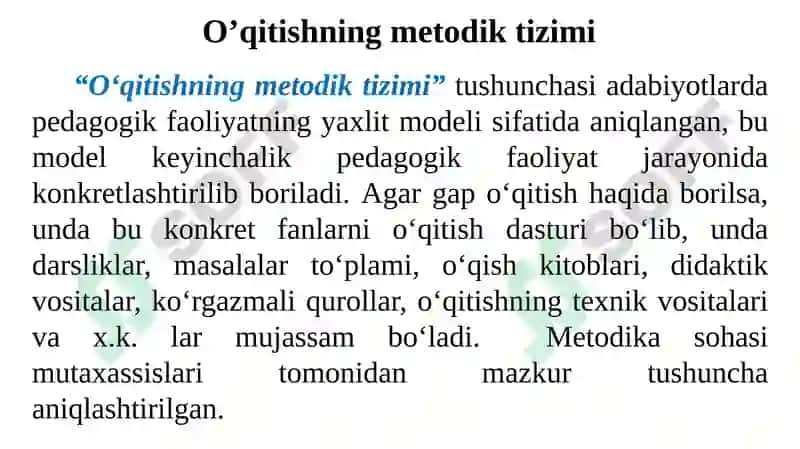 INFORMATIKA VA AXBOROT TEXNOLOGIYALARI FANINI О‘QITISHNING METODIK TIZIMI 5