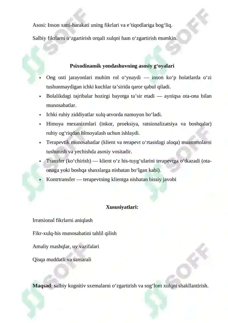 Psixoterapiyaga asosiy yondashuvlar 5