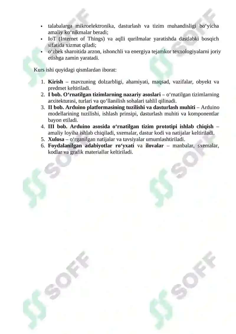 Arduino platformasi va o'rnatilgan tizimlarni prototiplash KURS ISHI 5