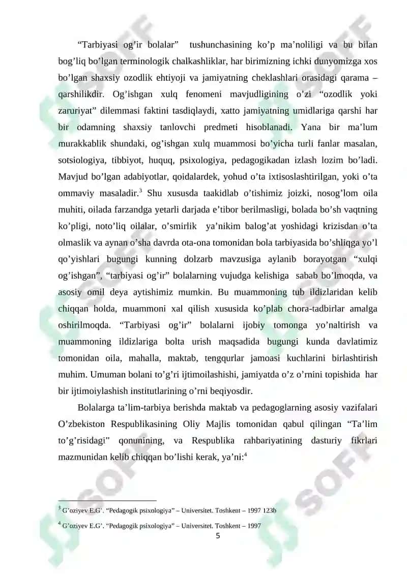 TARBIYASI OG’IR O’SMIRLAR - IJTIMOIY-PEDAGOGIK FAOLIYAT OBYEKTI SIFATIDA 5