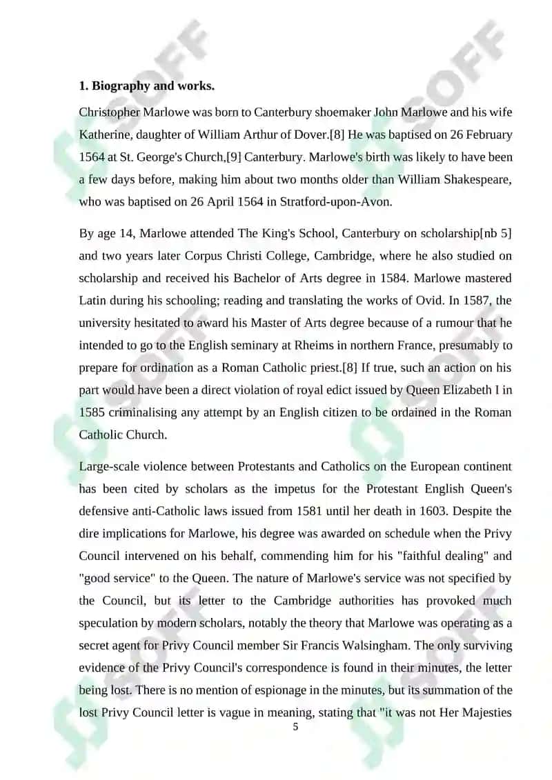 Ch. Marlowe's contribution to English drama 5
