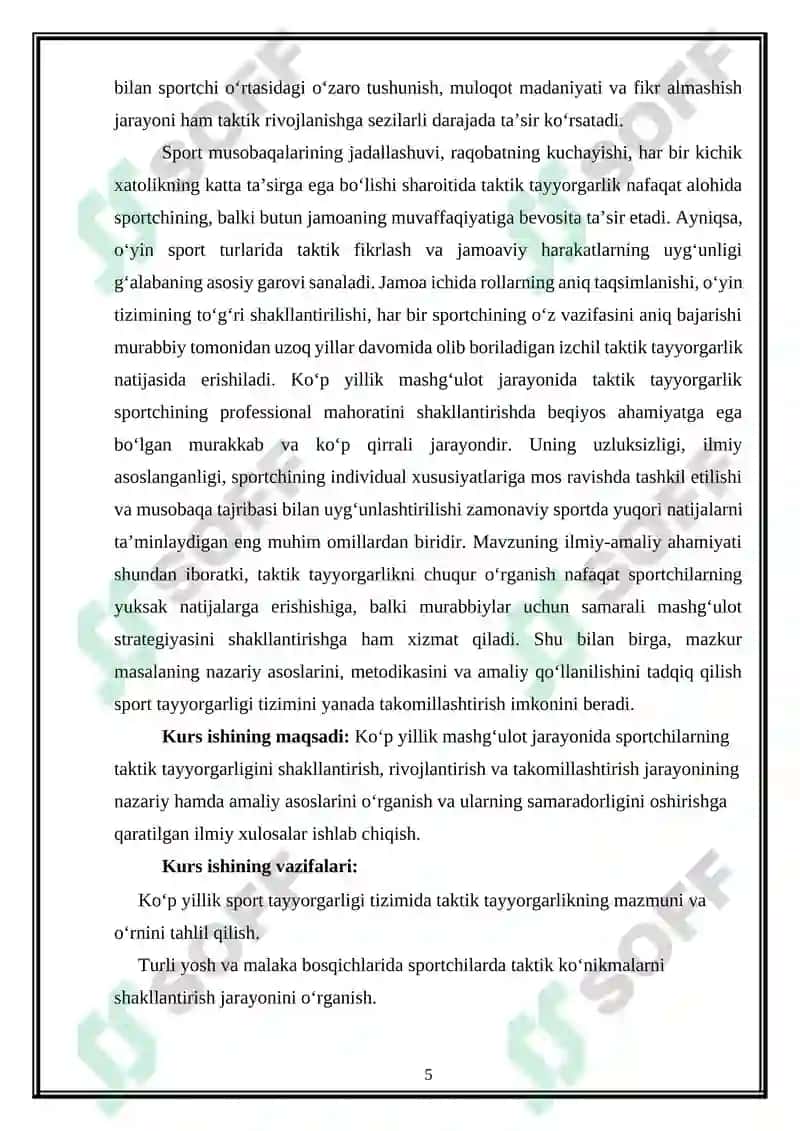 Ko'p yillik mashg'ulot jarayonda taktik tayyorgarlik 5