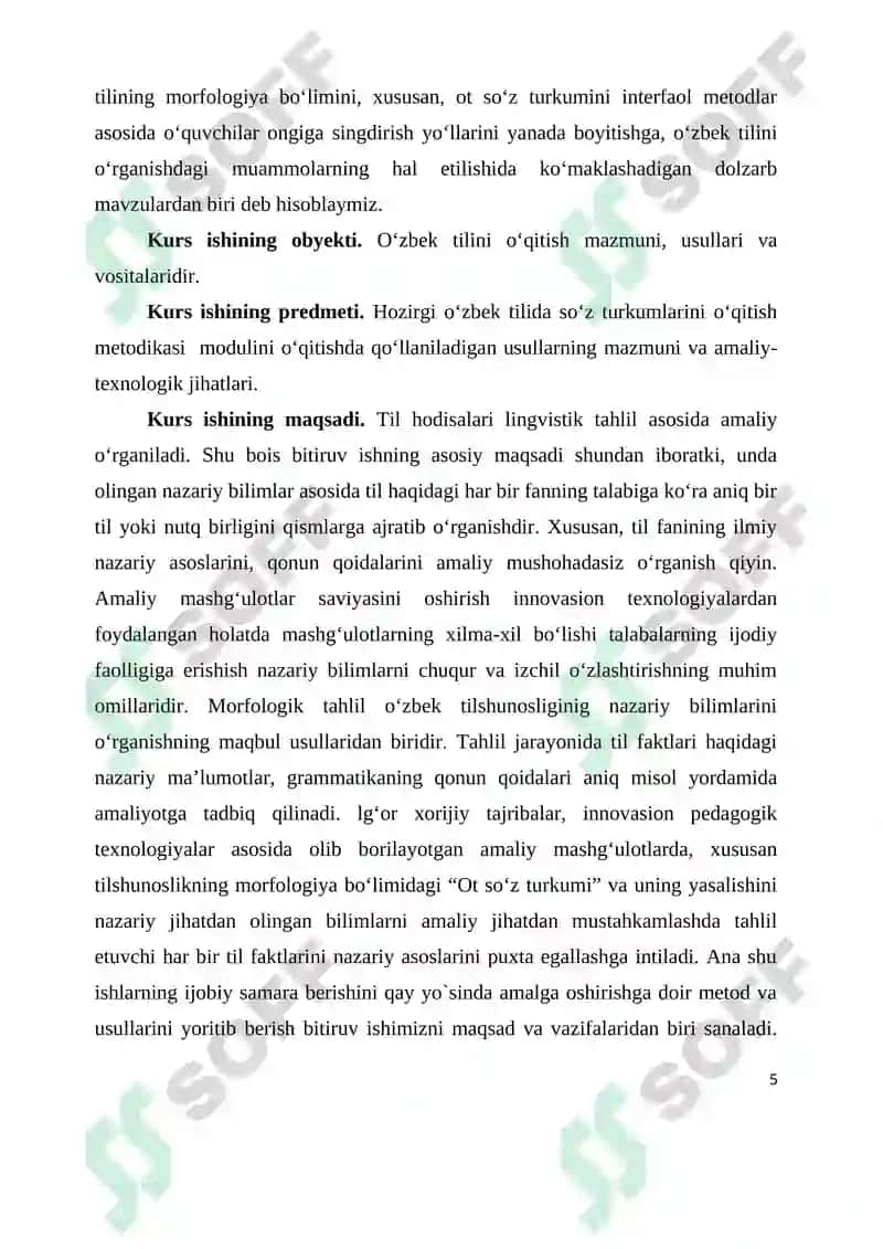 "Ot so‘z turkumi" mavzusidagi KURS ISHI 5