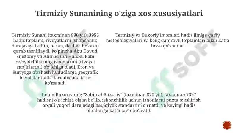 Imom Buxoriy va Imom Termiziyning hadis ilmiga qoʻshgan hisalari 5