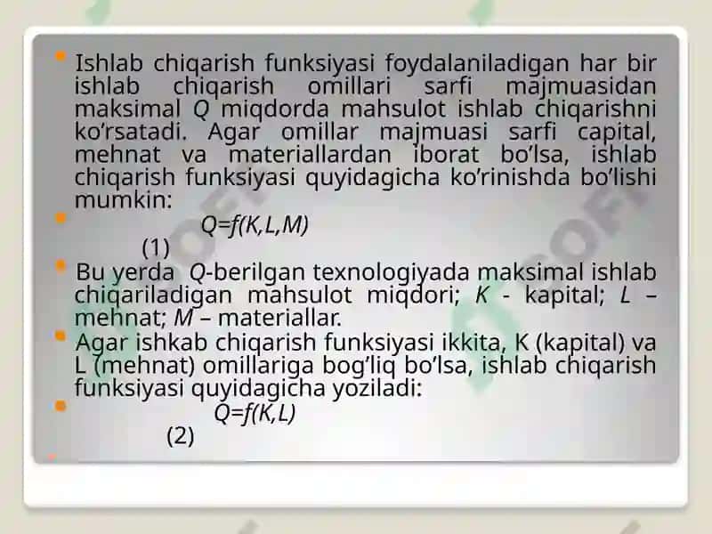 Ishlab chiqarish jarayoni va texnologiyalarning nazariy asoslari 5