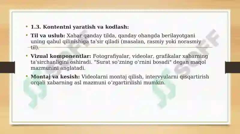 Media vositalarida axborotning tarqatilishi va qabul qilinishi 5