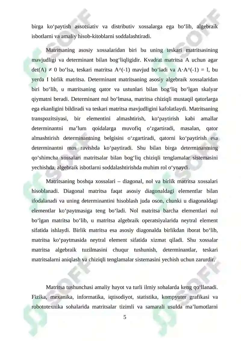 Matritsa algebraasi, determinant va teskari matritsa 5