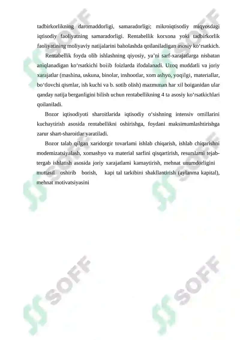Investitsion Tavakkalchilik va Rentabellik 5