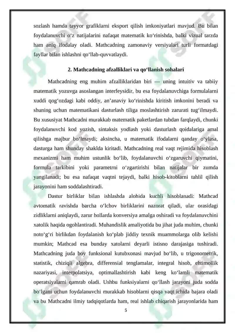 Mathcad dasturidan foydalanishni o'rganish 5