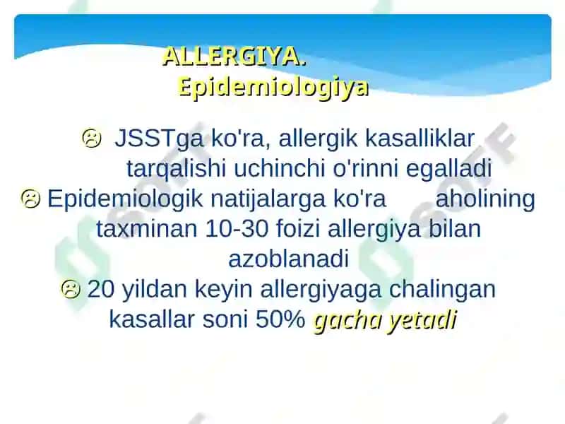 Pollinoz. Allergik rinit. Etiologiya, patogenez, diagnostika va davolash. UASh zamonaviy taktikasi 5