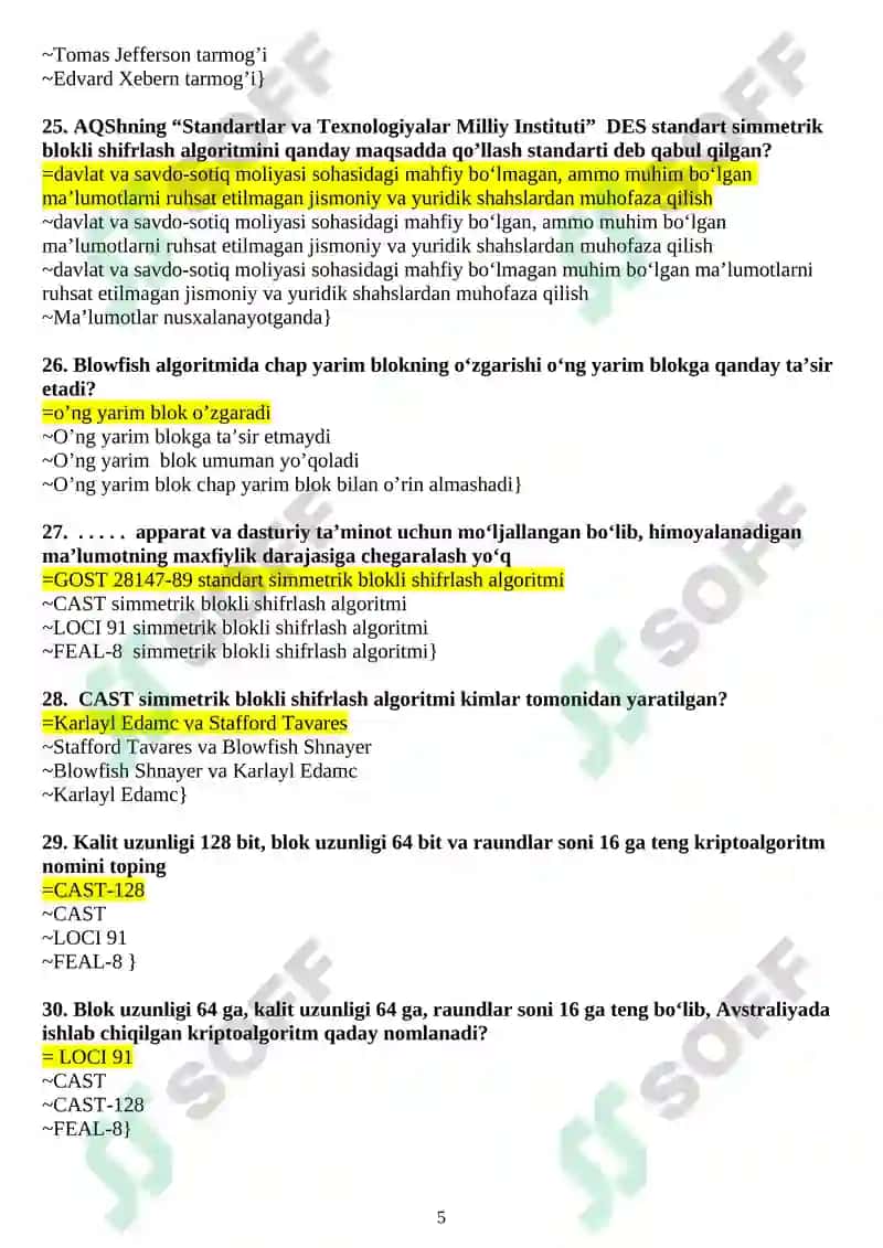 Kriptografik tizim testlar 5