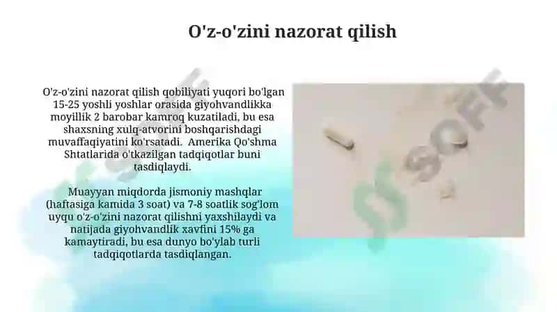 Giyohvandlikning oldini olish omillari 5