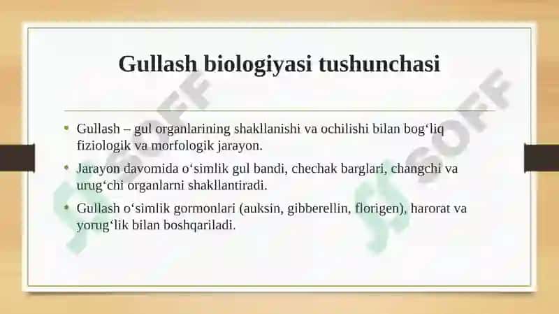 Turli xil o'simliklar misolida xususan mahalliy va introdusent o'simliklarda gullash biologiyasini o'rganish 5