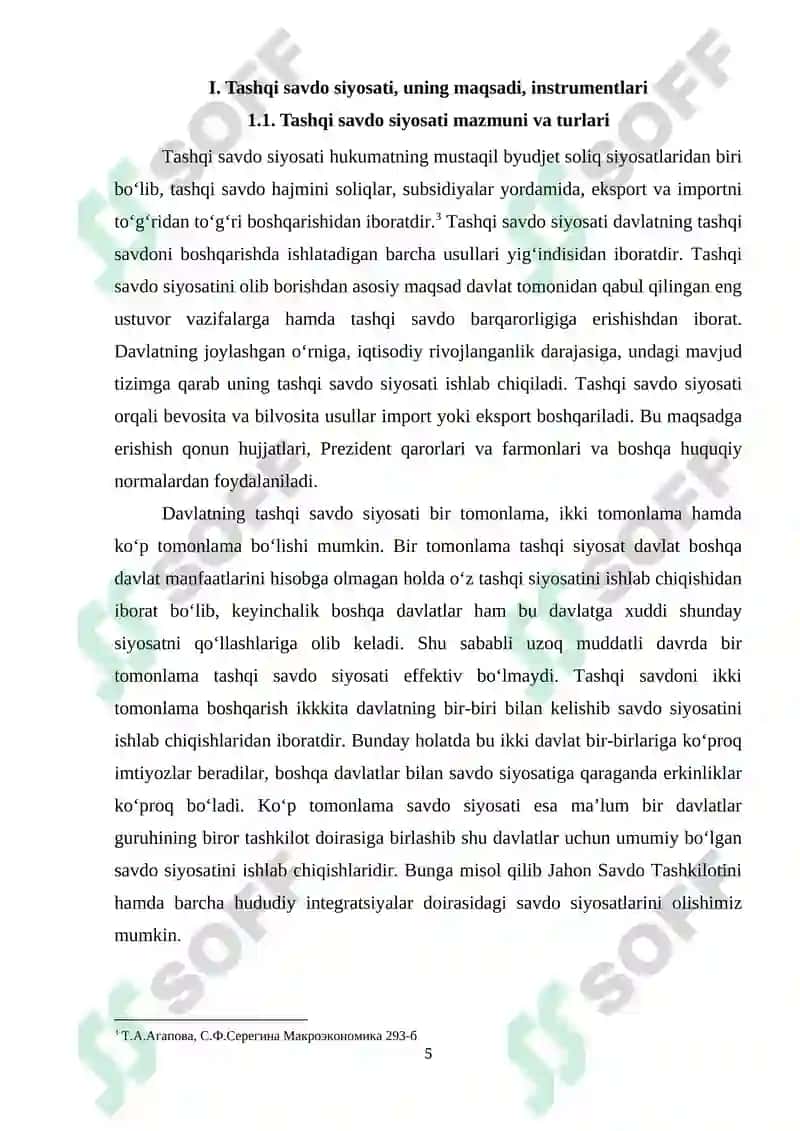 O'zbekiston tashqi savdo siyosatini erkinlashtirish va samaradorligini oshirish yo'llari 5