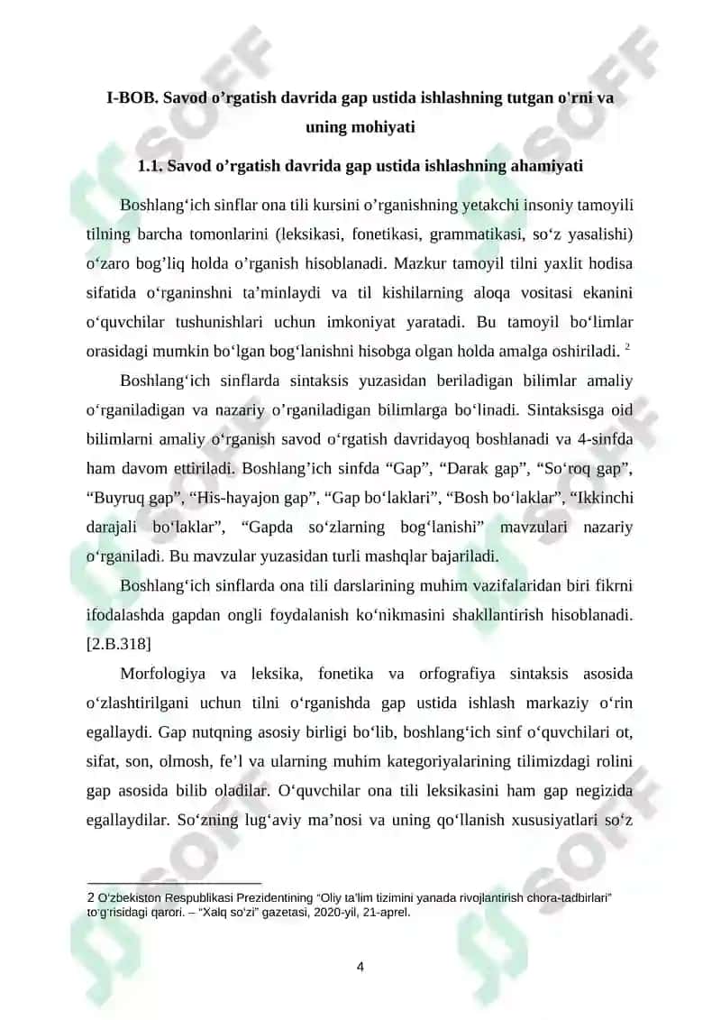 Savod o’rgatish davrida gap ustida ishlash 5