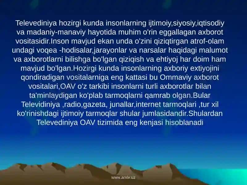 Televidiniya ko’ngilochar sanoat sifatida 5