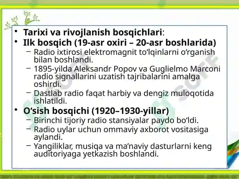 RADIO – TEZKOR XABAR BERISH VA AXBOROT TARQATISH VOSITASI 5