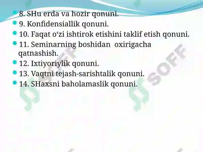 Treningmashg’ulotlarining bosqichi 5