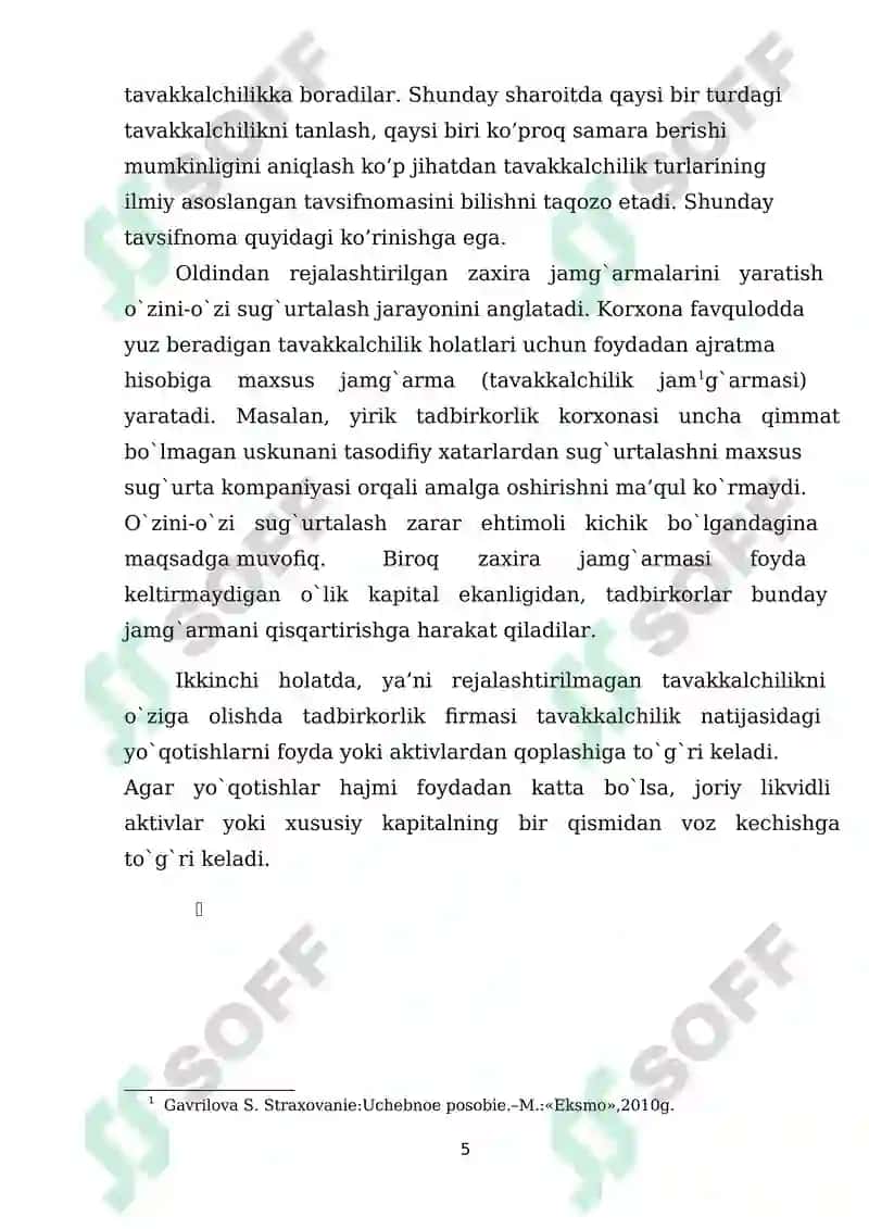 Tavakkalchilikni pasaytirishda sug’urtaning ahamiyati 5