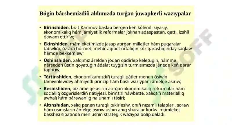 Ózbekstan Respublikasın jáne de rawajlandırıw boyınsha Háreketler strategiyası hám de Ózbekstan Respublikası Prezidenti bayanatlarında ózin-ózi bánt etiw, kábaǵallıqtı qısqarttırıw máseleleri. 5