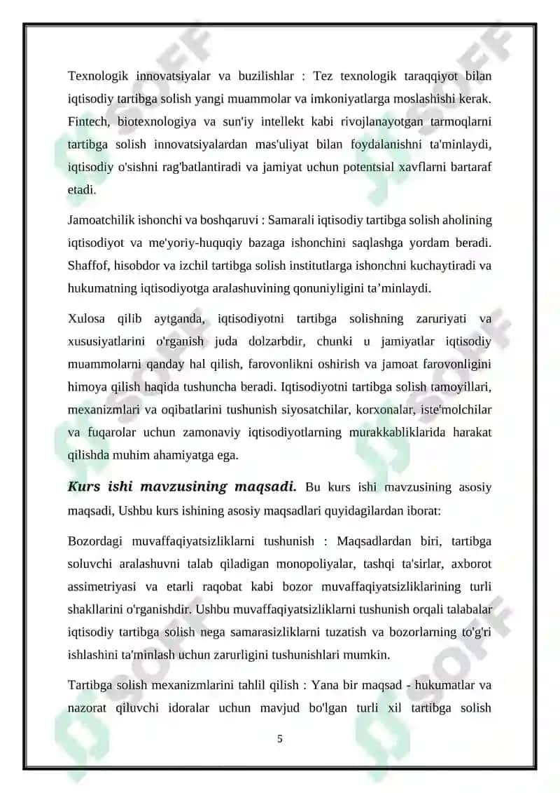 IQTISODIYOTNI TARTIBGA SOLISH ZARURIYATI VA XUSUSIYATLARI 5