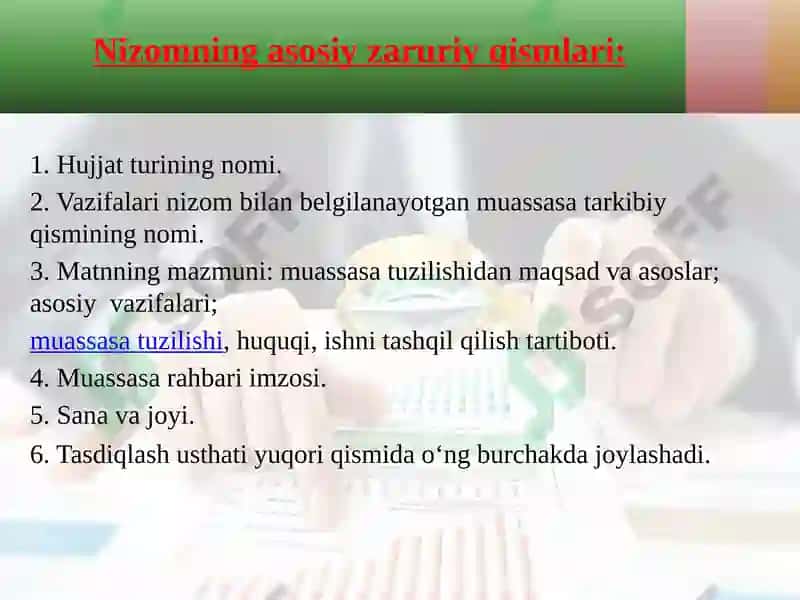 Tashkiliy hujjatlar turlari 5