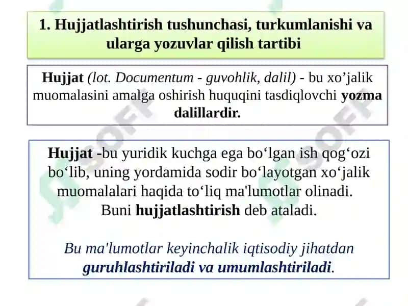 HUJJATLASНTIRISН VA INVENTARIZASIYА 5