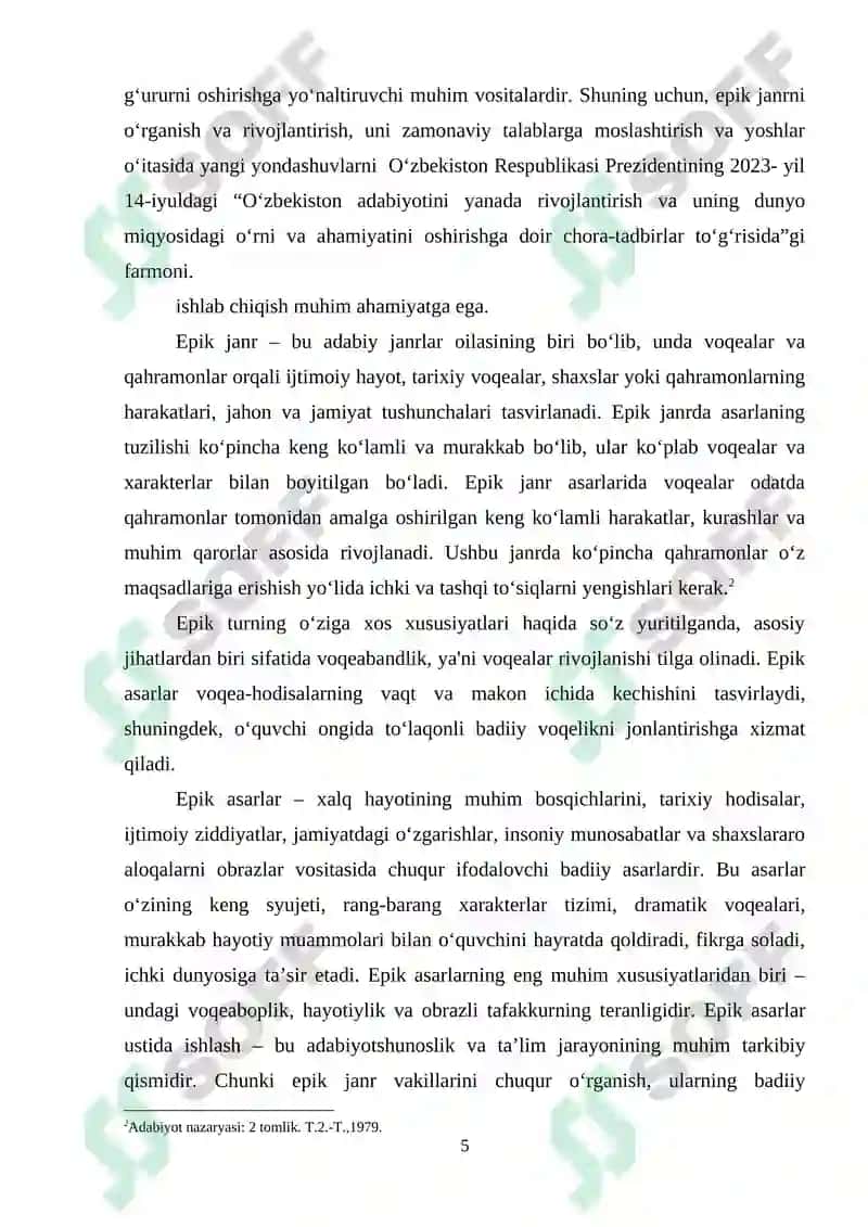 Epik Asarlar ustida ishlash 5