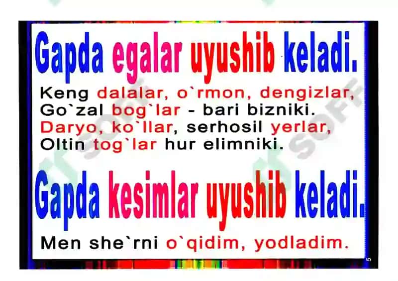 4-sinf Ona tili fanidan ko'rgazmalar to'plami 5